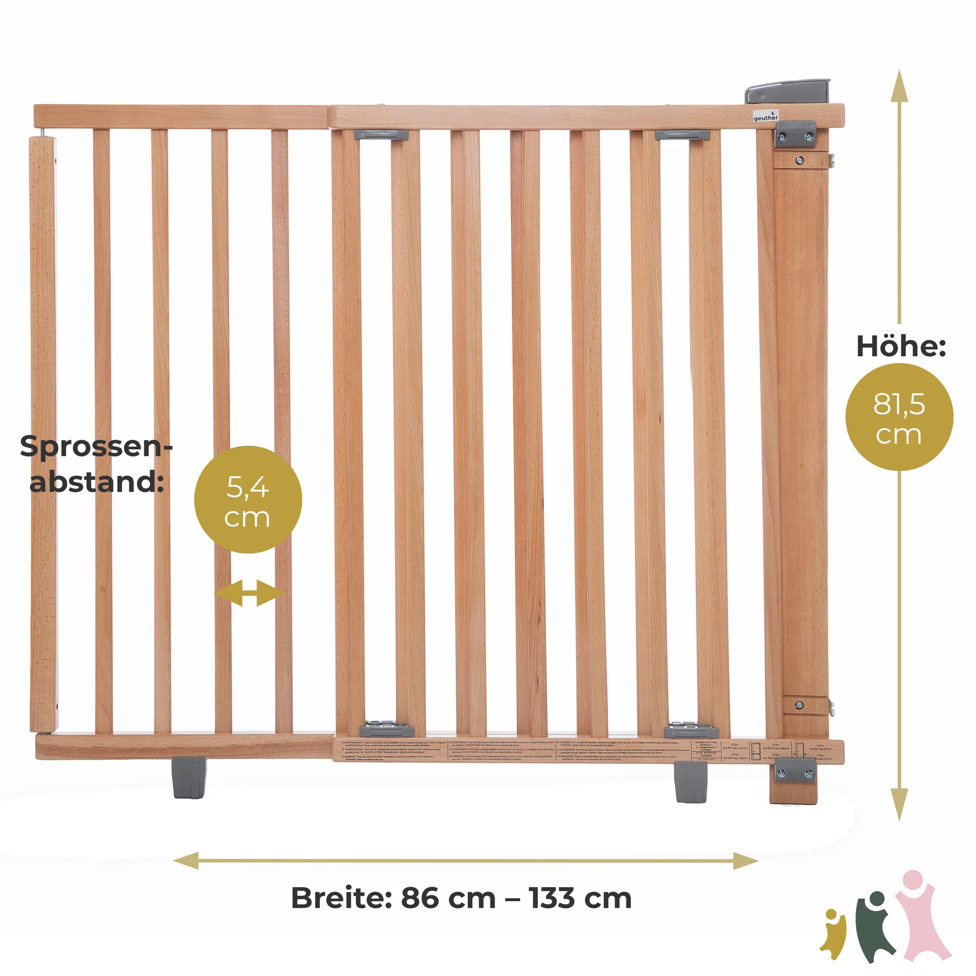 Door Safety Gate 2732/2734 for openings 58-133cm in wood