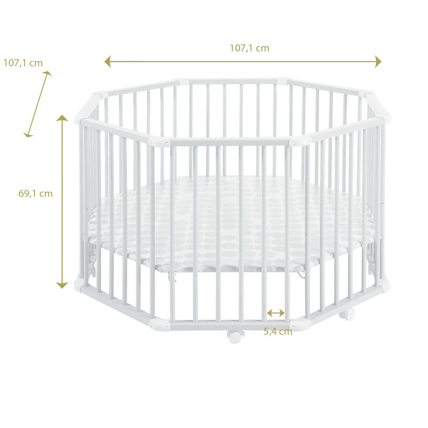 Octagonal Playpen Octo-Parc Plus, 113 x 113 cm, with wheels