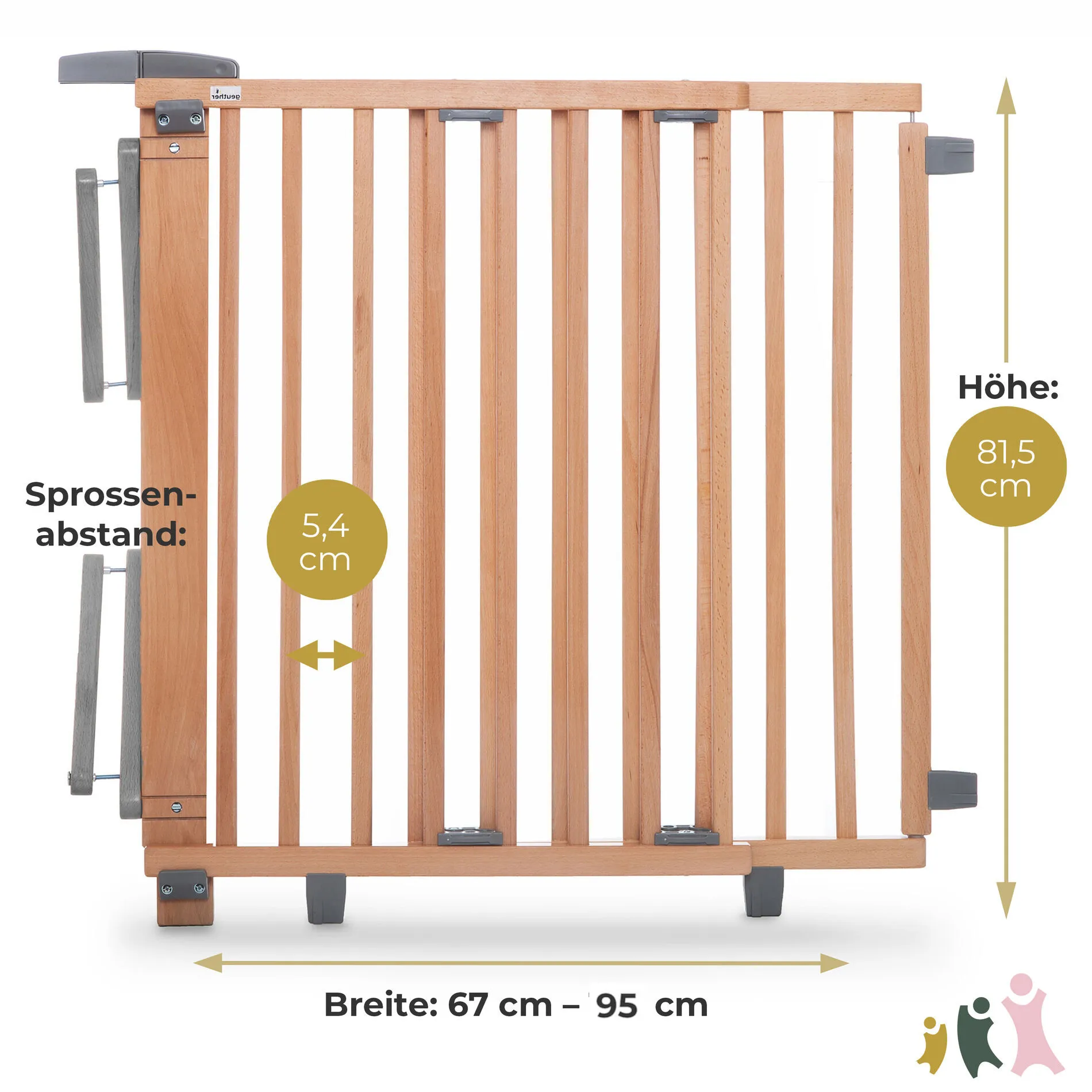 Treppenschutzgitter 2733/2735 für Öffnungen von 67-135 cm aus Holz