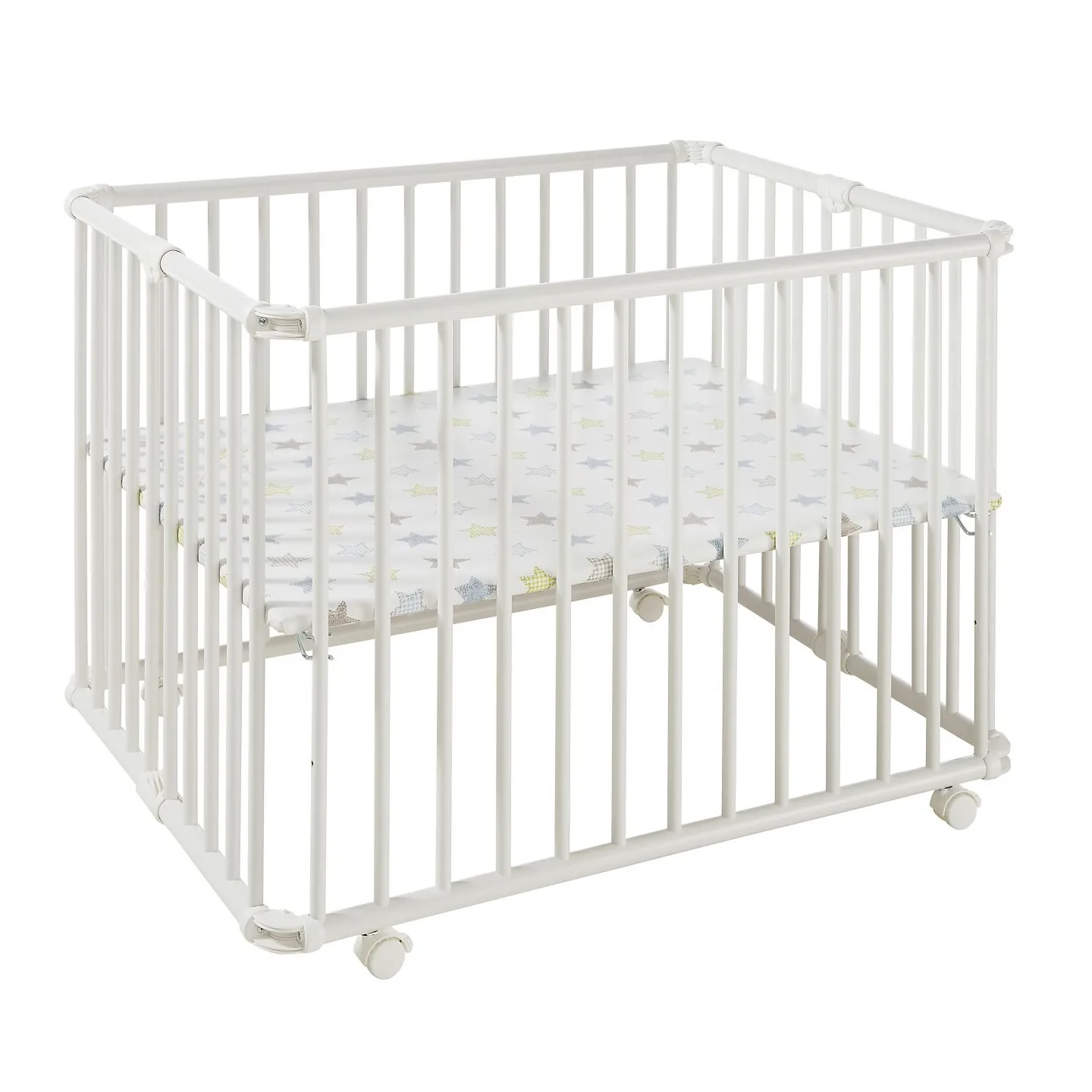 Playpen Lucilee, 76x97 and 90x97 cm, foldable and with wheels