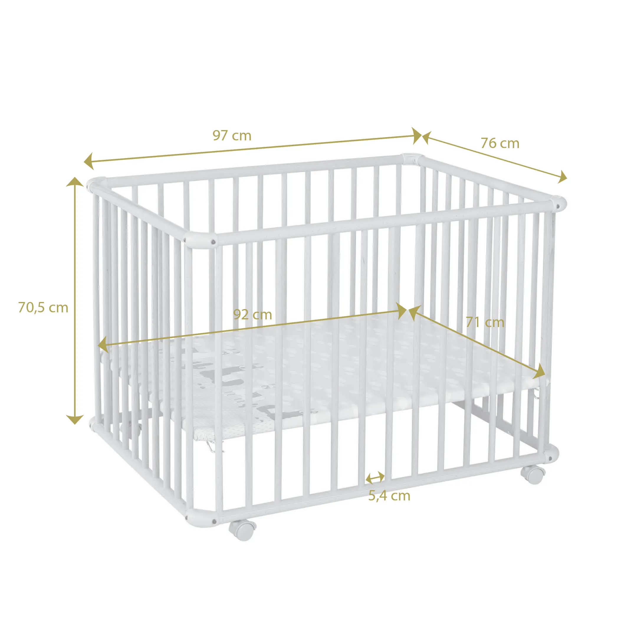 Playpen Belami Plus, 76x97 and 97x97 cm, with wheels