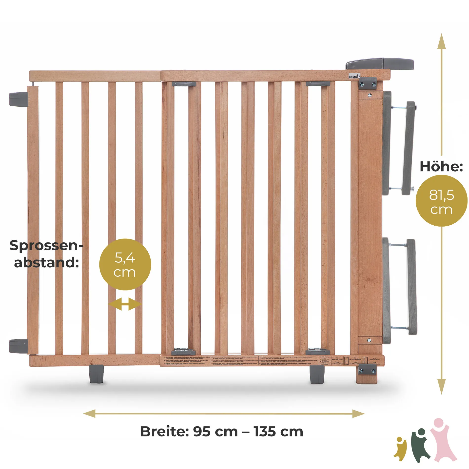 Treppenschutzgitter 2735 für Öffnungen von 95-135 cm aus Holz