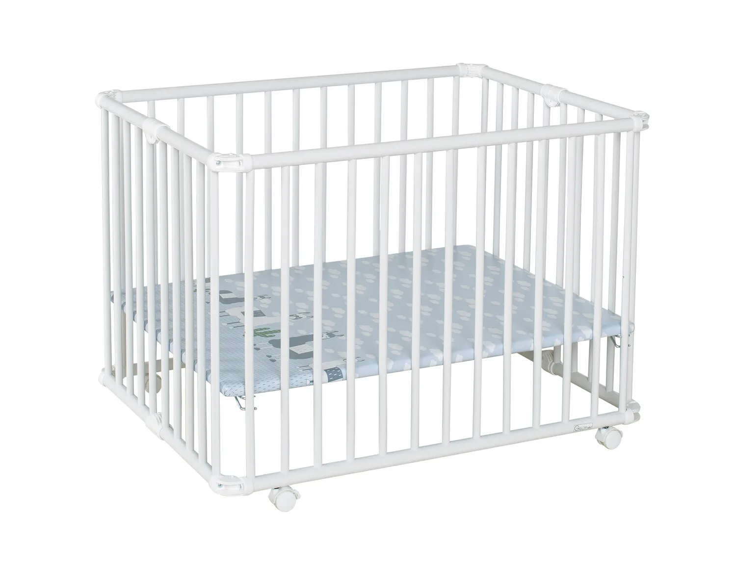 Playpen Lucilee, 76x97 and 90x97 cm, foldable and with wheels