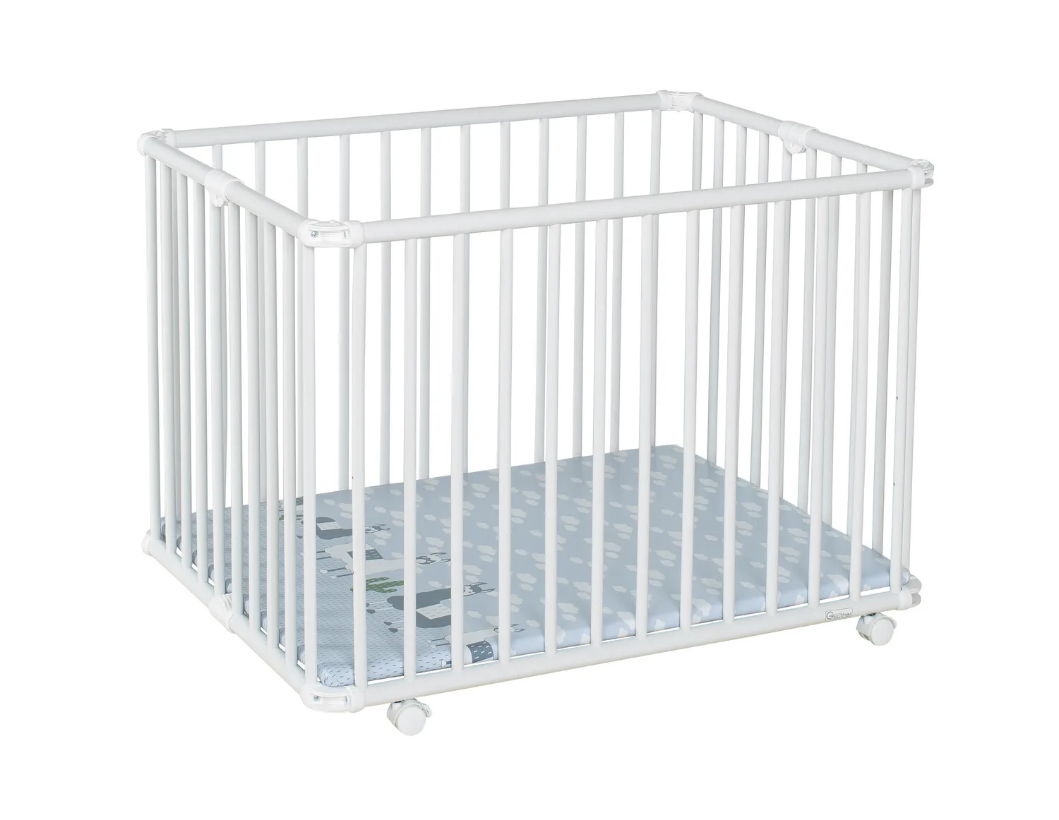 Playpen Lucilee, 76x97 and 90x97 cm, foldable and with wheels