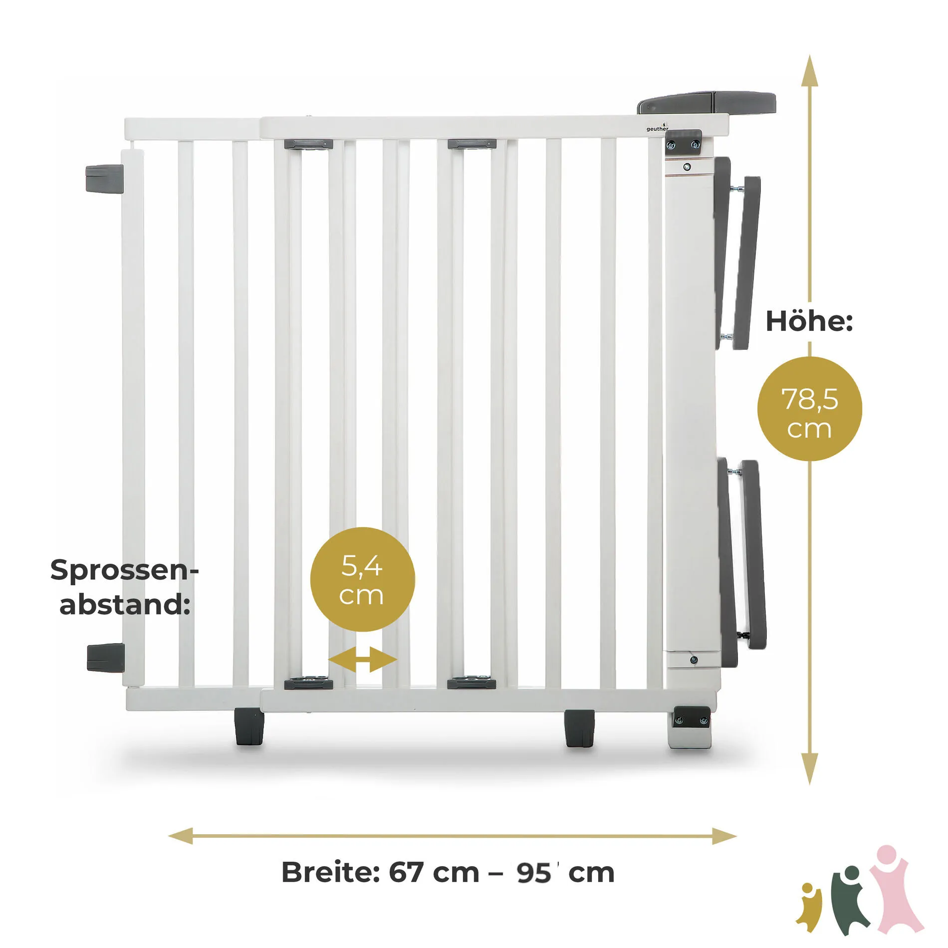 Stair Safety Gate 2733/2735 for openings 67-135cm in wood